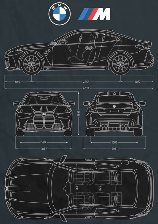 BMW M4 2020 Blueprint Poster